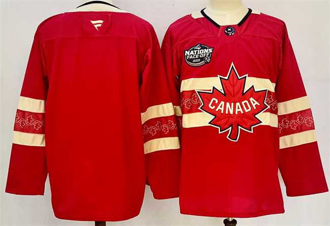 Men's Canada Blank Red 2025 4 Nations Face-Off Premium Stitched Jersey-0